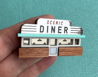 Retro Diner Brooch by Tiny Scenic - gift for Americana fans