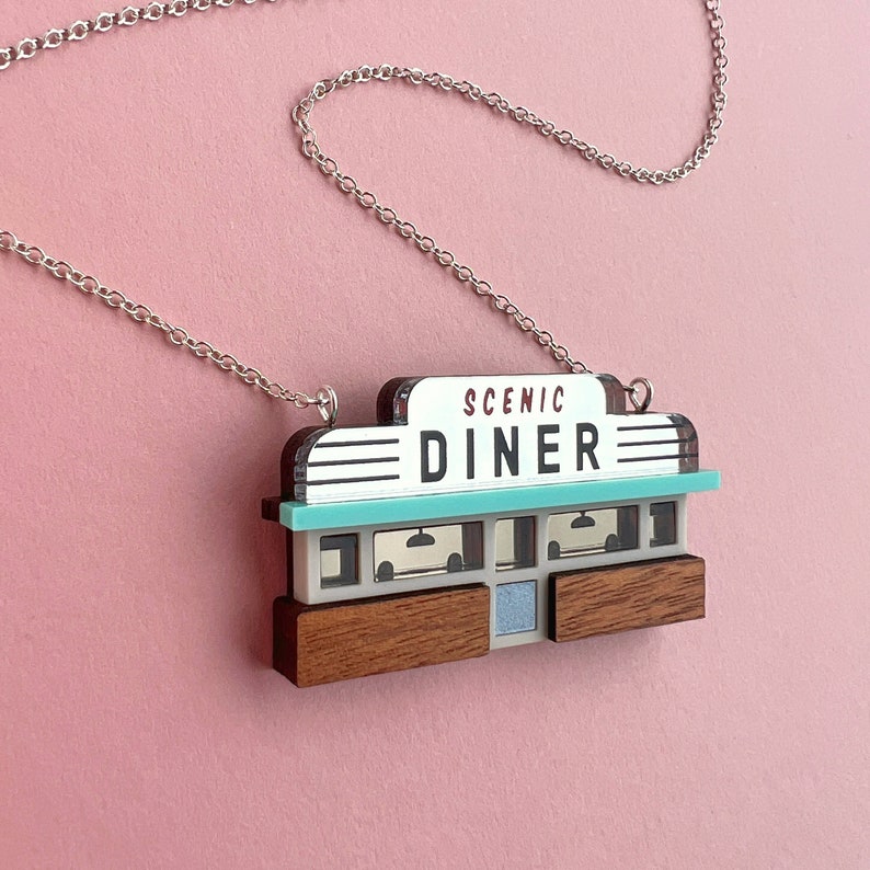 Retro Diner Necklace by Tiny Scenic gift for Americana fans image 4