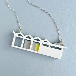 Modernist house necklace Laser cut house necklace with zig-zag roof by Tiny Scenic Gift for architect image 3