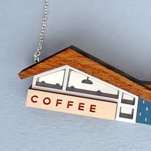 Coffee Shop necklace on sterling silver chain Gift for coffee lover image 4