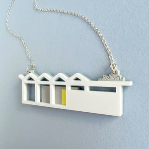 Modernist house necklace Laser cut house necklace with zig-zag roof by Tiny Scenic Gift for architect image 2