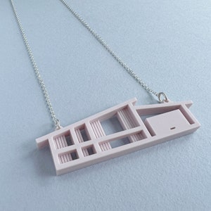 Laser-cut Mid Century house necklace by Tiny Scenic Architectural blueprint necklace image 2