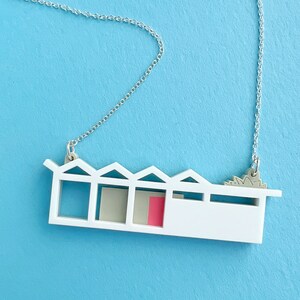 Modernist house necklace Laser cut house necklace with zig-zag roof by Tiny Scenic Gift for architect image 5