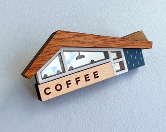 Coffee shop brooch / Gift for coffee lover