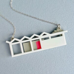 Modernist house necklace Laser cut house necklace with zig-zag roof by Tiny Scenic Gift for architect image 7