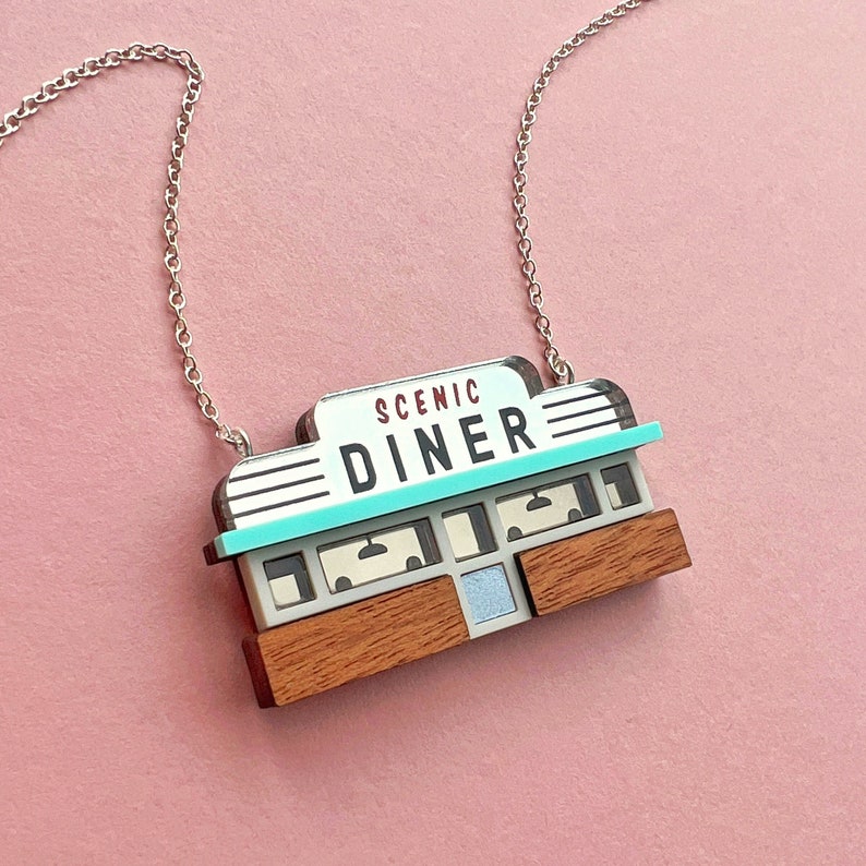 Retro Diner Necklace by Tiny Scenic gift for Americana fans image 1