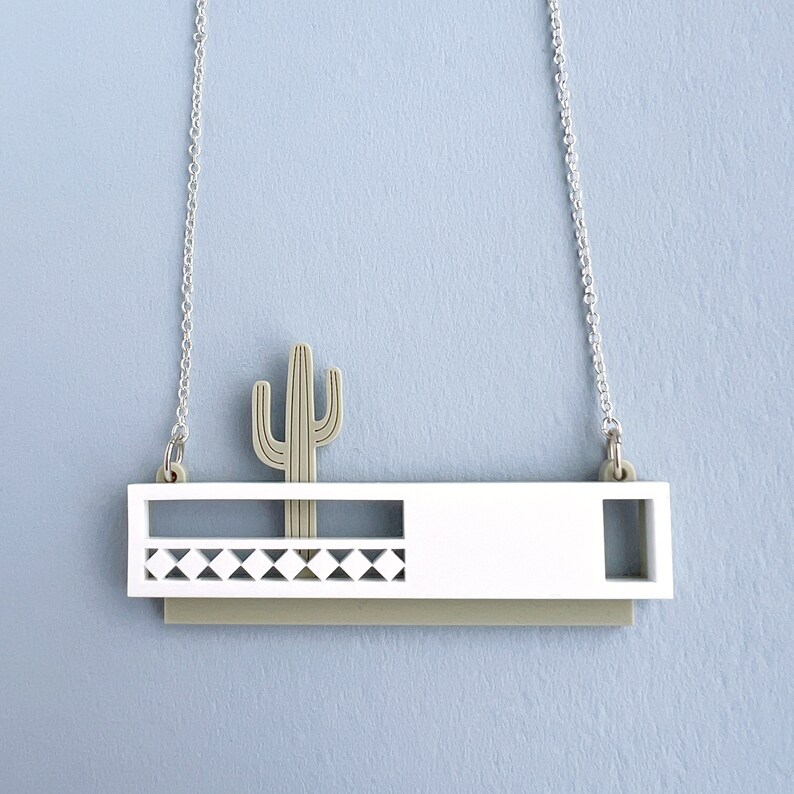 Laser cut Cactus House Necklace / Saguaro House Necklace on Sterling Silver Chain image 4