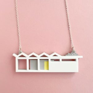 Modernist house necklace Laser cut house necklace with zig-zag roof by Tiny Scenic Gift for architect image 1