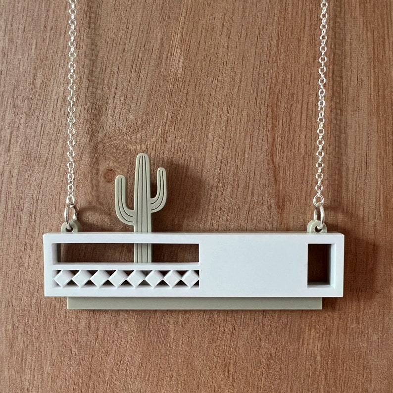 Laser cut Cactus House Necklace / Saguaro House Necklace on Sterling Silver Chain image 6