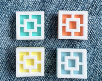 Breeze Block Pin with Square Pattern - Various Colours