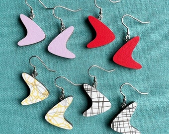 Atomic boomerang earrings by Tiny Scenic | Formica earrings | sterling silver