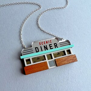 Retro Diner Necklace by Tiny Scenic gift for Americana fans image 6