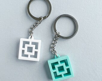 Square Shape Breeze Block Keyring - Various Colours