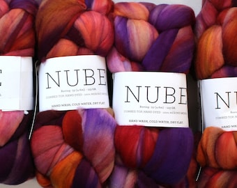 4oz Nube 850  'Arch Angel' Malabrigo Dyed Superfine Merino Wool Combed Top Roving Spinning Fiber Fibre Red Orange