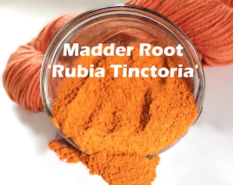 Powdered Madder Root - Rubia Tinctoria -  Natural Plant Dye for Yarn Protein Dyes Earth Friendly Fiber Wool Silk Mordant Orange Peach Coral