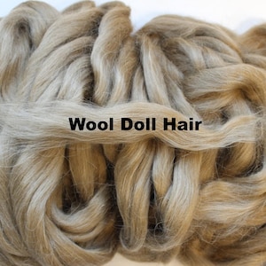 May include: A large amount of light brown wool doll hair. The wool is soft and fluffy, and it is perfect for making dolls or other crafts.