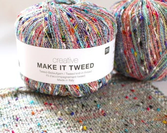 Make it Tweed Yarn Skein by Creative Rico Design Rainbow Lace Weight knit in thread