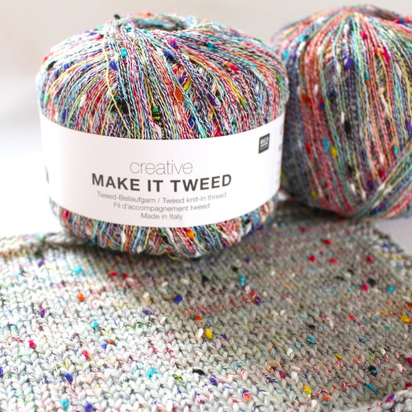 Make it Tweed Yarn Skein by Creative Rico Design Rainbow Lace Weight knit in thread