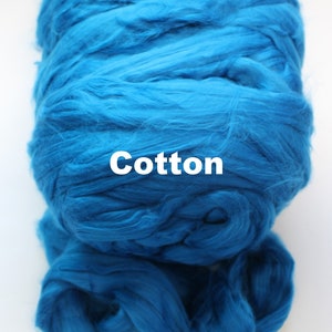 Cotton Combed Top for Spinning Felting Roving Fibre Cellulose Fiber Fibers Plant Vegan Blue