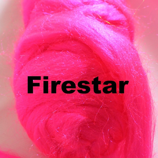 Firestar Neon Pink Fluorescent Top for Spinning Felting Fiber Fibers