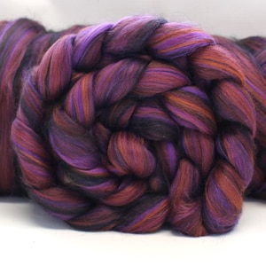 Merino Alpaca Wool Blend 4oz 'Alpacalypse' Combed Top Roving Dyed Wool Spinning Fiber Purple