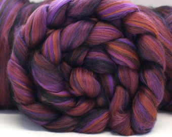 Merino Alpaca Wool Blend 'Alpacalypse' Combed Top Roving Dyed Wool Spinning Fiber Purple