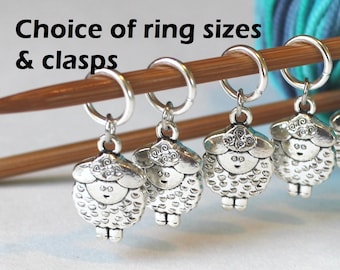 5 Stitch Marker Sheep Set of Silver Stitchmarker Knitting Crochet Charms to Mark Stitches Stitch Marker