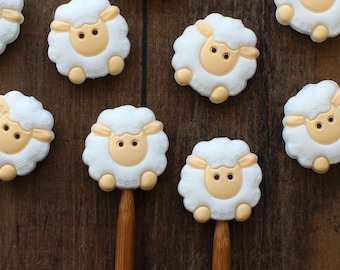 Sheep Needle Point Protector - Set of 2 - Stitch Stopper Holder Knitting Notion Gift Knitter Knit