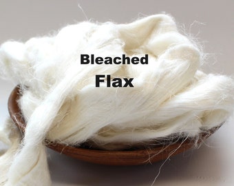 Bleached Flax White Combed Top for Spinning Felting or Doll Hair Fiber Bast Fibers Undyed Plant Linen Vegan