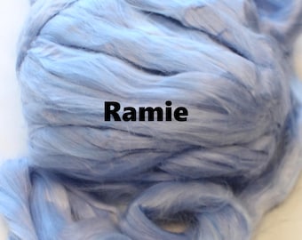 Ramie Chinese Nettle Combed Top for Spinning Felting or Doll Hair Fiber Bast Fiber Fibers Undyed Plant Fibers Vegan Silk Light Blue