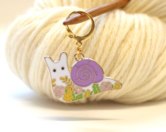 Snail Stitch Marker Kitten Enamel Stitchmarker Knitting Crochet Charms to Mark Stitches Knit Gift Crochet Removeable Notion