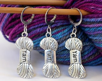 3 Stitch Marker Yarn Set of Silver Stitchmarker Knitting Charms to Mark Stitches Knit Gift Crochet Removeable Moon