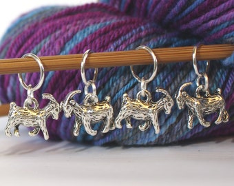 5 Stitch Marker Goat Sheep Set of Silver Stitchmarker Knitting Crochet Charms to Mark Stitches Stitch Marker Removeable Knit Gift