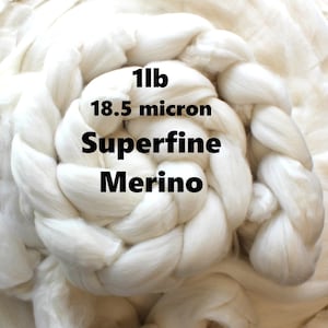 1 lb. Undyed SuperFine Merino Wool 18.5 micron Combed Top Roving for Spinning Dyeing Handspinning Fiber White Bare