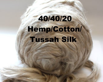 1.9oz Hemp Cotton Tussah Silk Blend Combed Top for Spinning Felting Fiber Bast Cellulose Fiber Fibers Plant Fibre Vegan Chinese Nettle