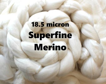 Undyed 18.5 SuperFine Merino Wool Combed Top Undyed Bare Roving for Spinning Dyeing Handspinning Fiber Natural White
