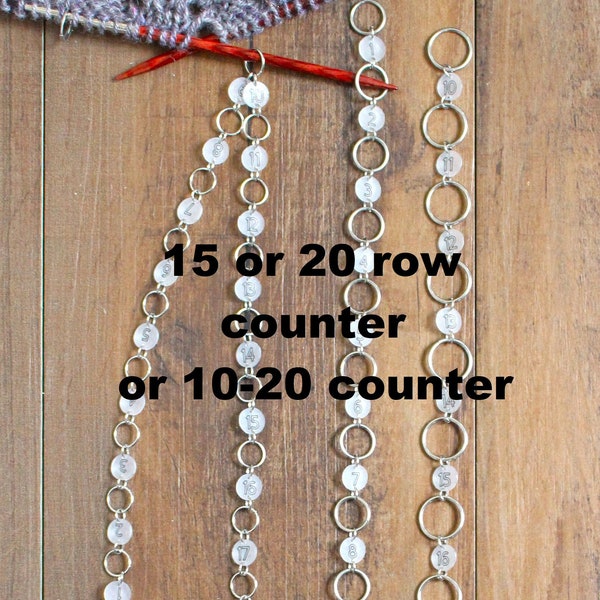 15 or 20 Row Counter or 10-20 Stainless Steel Knitters Helper Pattern Reminder for Knitting Stitch Counter Marker Gift Knitter Notion
