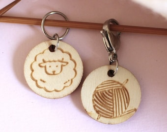 Set of 2 Sheep Yarn Ball Stitch Markers Stitchmarker Skein Ball Knitting Charms Stitch Marker Stitchmarkers Progress Keeper Helper Reminder