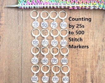 25s to 500 Counting Stitch Markers for Knitting or Crochet Number Numbered Stitchmarkers Knit Project Notion Helper