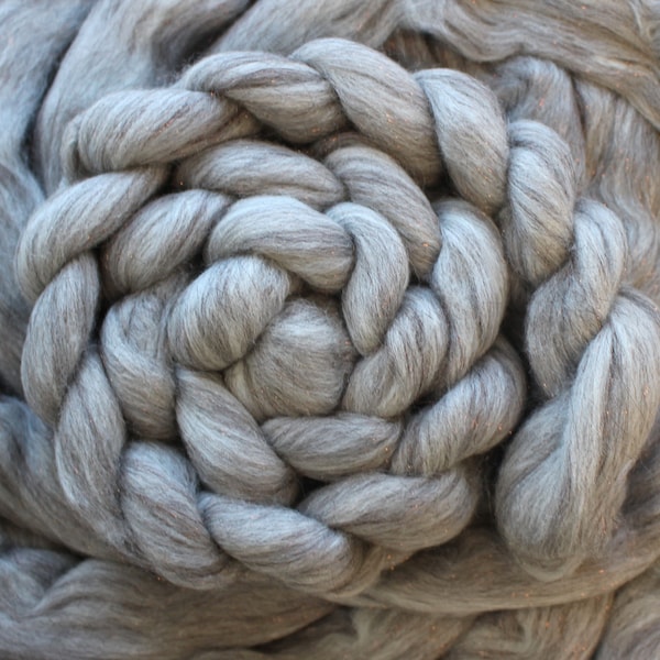 Sparkly Bronze Stellina Merino Wool Glitter Angelina Sparkle White Undyed Bare Combed Top Roving Dyed Wool Spinning Felting Fiber Fibre