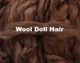 Lana de pelo de muñeca Mohair 'Reloj de cuco' Fibra para fieltrar pelo de muñeca 50/50 Mohair y lana Devonshire Marrón oscuro Castaño rojizo Moreno