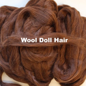Mohair Doll Hair Wool &#39;Treasure Chest&#39; Fiber for felting doll hair 50/50 Mohair and Devonshire Wool Brown Auburn Brunette
