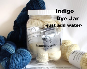 Indigo Dye Kit for Indigo Natural Yarn Dyeing with Natural Plant Dyes Earth Friendly Yarn Fiber Dye Kit Indigo Blue Beginner Indigofera