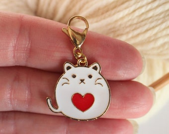 Heart Cat Stitch Marker Kitten Enamel Stitchmarker Knitting Crochet Charms to Mark Stitches Knit Gift Crochet Removeable