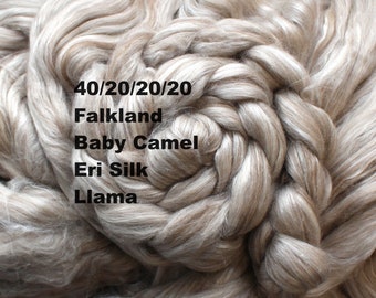 Falkland Camel Eri Silk Llama Wool Combed Top Undyed Bare Top Roving Rug Wool for Spinning Dyeing Handspinning Fiber Lungo