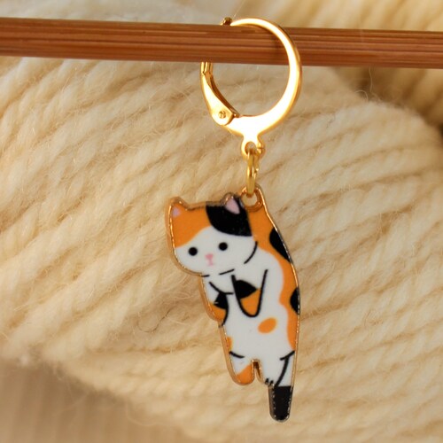 3 Stitch Marker Cat Kitten Set of Enamel Stitchmarker Knitting Etsy