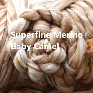 50/50 Superfine Merino Baby Camel Blend 4 or 8oz Combed Top Undyed Luxury Bare Roving Wool Spinning Dyeing Fiber Macchiato Brown