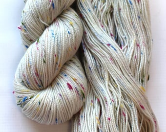 Undyed Fingering Sock Tweed Superwash Merino Yarn Knitting Dyeing Crochet Weaving Ecru Bare Donegal Nep Fingering Weight