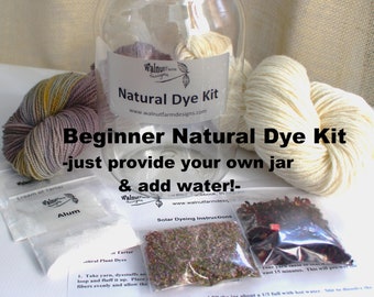 Beginner Natural Dye Kit  for Jar (Jar NOT Included) Yarn Dyeing Natural Plant Dyes Earth Friendly Fiber Jar Dye Fibre Mordant