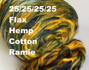 Cellulose Plant Blend Combed Top for Spinning Flax Hemp Cotton Ramie Felting Fiber Bast Cellulose Fiber Fibers Undyed Plant Fibre Vegan